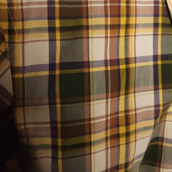 J. Crew Yellow Green Brown Plaid Button Down Medium - Picture 3 of 6